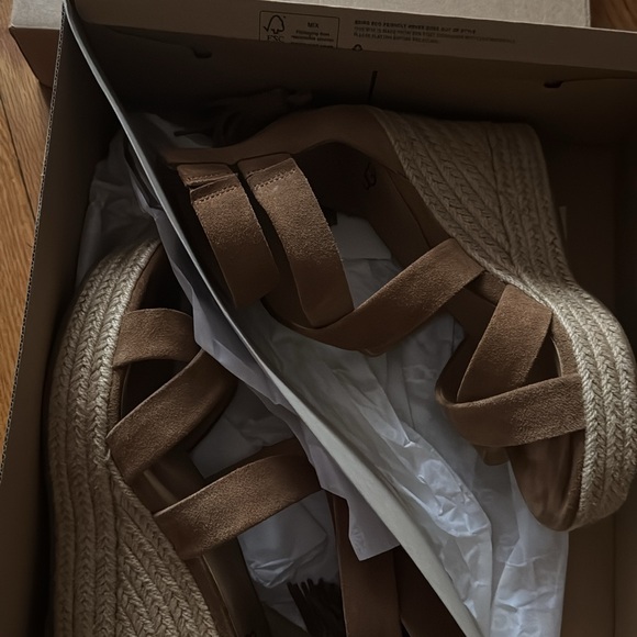 UGG Tan Suede Wedge Sandals